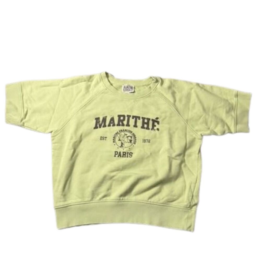 Marithe Francois Girbaud Paris Sweatshirt Womens M Green Short Sleeve Cotton